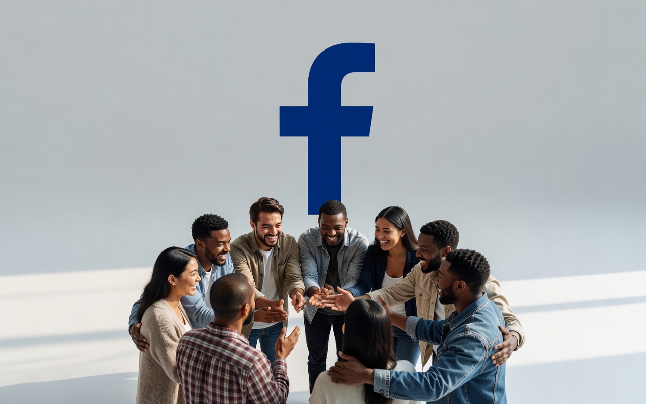 Facebook 公开社团能不能加，蓝色 f 标志